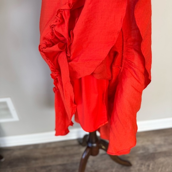 Bardot Zoe Ruffle Faux Wrap Ruffle Trim Dress - Orange - Picture 3 of 11